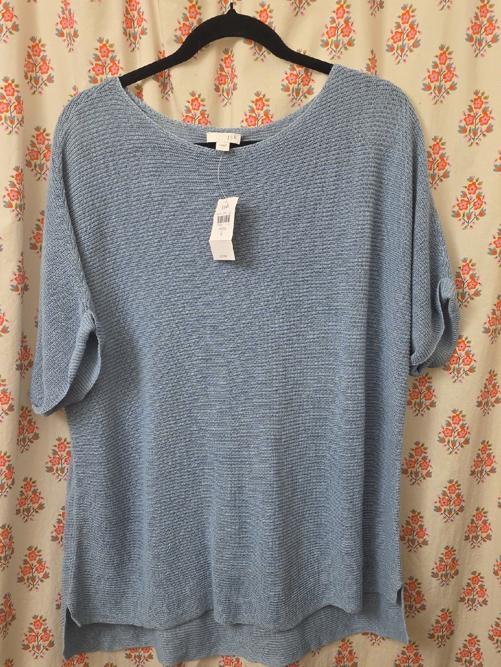 J. Jill Light Blue Scoop Neck Textured Knit Sweater